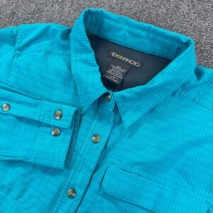 Exofficio Shirt Womens L Teal Gill Long Sleeve Shirt Vented Camping Hiking Walks